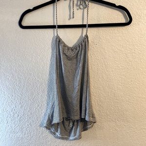 Striped black and white halter top